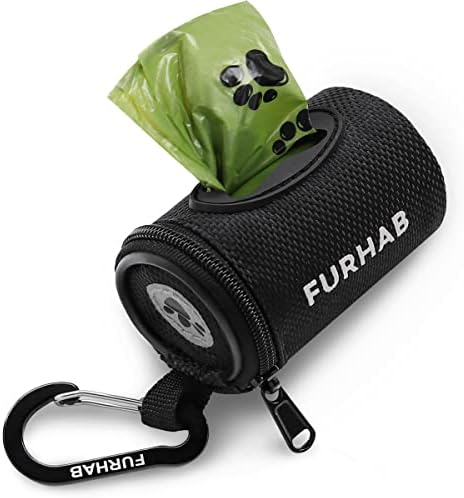 FURHAB Dog Poop Bag Holder for Leash with Carabiner Clip Soft Fabric by FURHAB