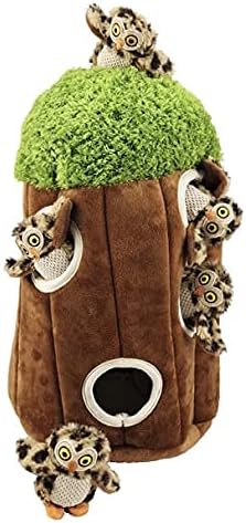 Glow Pups Dog Puzzle Toy Tree with Hide and Seek Squeaky Owl Plush Toys, Interactive Fun for Small and Medium Dogs, Promotes Mental Stimulation, Large Green Forest Animal