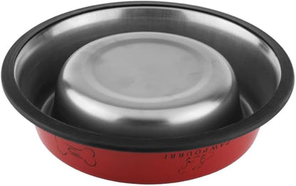 Printed Bowl 23.6 fl oz Anti-Skid Food and Water Dog Bowl | Stainless Steel Bowl for Dogs and Cats | Dog Water and Food Bowl | Dog Feeding Bowl (Red)