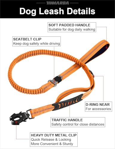Heavy Duty Dog Leash, 4-6FT Shock Absorbing Dog Leashes with Traffic Handle and Comfortable Padded Handles, Advanced Easy Metal Clip, No Pull Reflective Leash for Medium Large Dogs that Pull (Orange) - Image 7