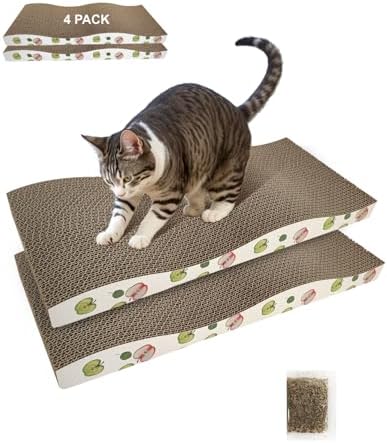 TIMHAKA 4 Pack Cat Scratching Board, Double-Sided Usability, with Catnip by TIMHAKA