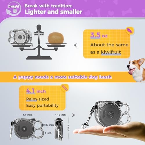 10 ft Retractable Dog Leash for Tiny & Small Dogs, Puppies, Cats - Image 2