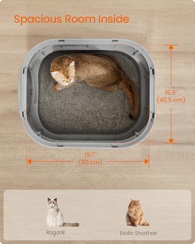 Feandrea Cat Litter Box with Lid, XL Enclosed, Slide-Out Tray, Scoop - Image 3