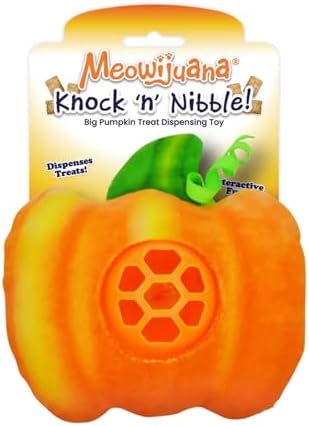 Meowijuana Knock 'n' Nibble Fall Pumpkin Treat-Dispensing Cat Toy by Meowijuana
