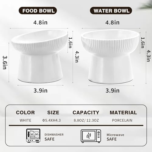 Elevated Cat Food Bowl, Ceramic Raised and Tilted Water Bowl, Whisker Fatigue Cat Bowls for Indoor Cats, Anti Vomiting and Protect Spines Pet Feeding Dishes for Kittens Small Dog, Heavy Non-Slip Base - Image 5