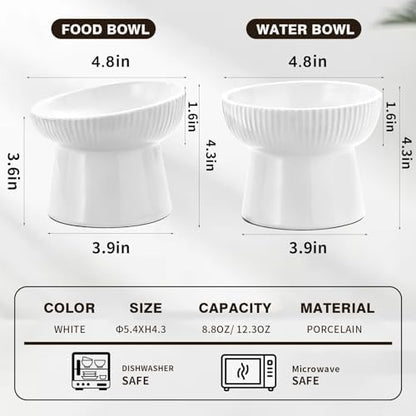 Elevated Cat Food Bowl, Ceramic Raised and Tilted Water Bowl, Whisker Fatigue Cat Bowls for Indoor Cats, Anti Vomiting and Protect Spines Pet Feeding Dishes for Kittens Small Dog, Heavy Non-Slip Base - Image 5