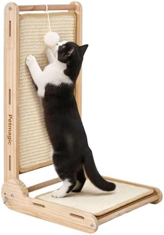 Solid Wood cat Scratching Post, 3-in-1 Adjustable Angles (90°/130°/150°), cat Scratcher Replaceable sisal pad, no Assembly Required, cat Scratch Furniture Protector. by Unknown
