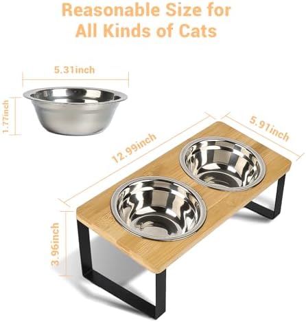 Elevated Cat Bowl, 2 PCS 15°Tilted Cat Bowl Stand with 2 Stainless Steel Bowls for Indoor Cats and Pet, Raised Cats Bowls for Food and Water - Image 7