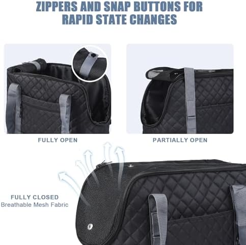 Dog Purse Carrier for Small Dogs, Soft Sided Pet Carrier with Pockets, Foldable Dog Carrier Purse for Puppy, Rabbit, Cat, Washable Breathable Pet Carrier, Dog Carrier Bag for Outdoor Shopping Travel - Image 6