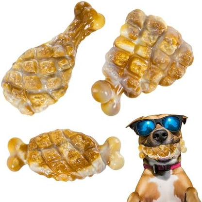 YINEYA Indestructible Dog Toys for Aggressive Chewers 3 Pack, Tough Dog Chew Toys for Aggressive Chewers Medium and Large Breeds, Durable Dog Toy to Keep Them Busy, Chicken Flavored by YINEYA