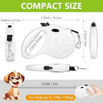 Retractable Dog Leash, 16ft Dog Walking Leash for Small Dogs up to 77lbs, Non-Slip Handle (White) - Image 2