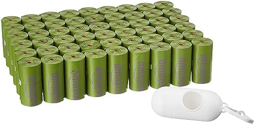 Amazon Basics Premium Leak Proof Dog Poop Bags with Dispenser and Leash Clip, Lavender Scented, 13" x 9", 810 Count (54 Rolls of 15) by AmazonBasics