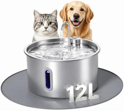 Stainless Steel Dog Water Fountain 12L for Large Dogs by Unknown