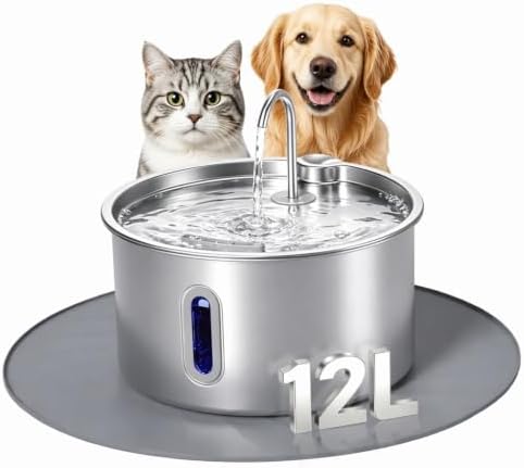 Stainless Steel Dog Water Fountain 12L for Large Dogs by Unknown