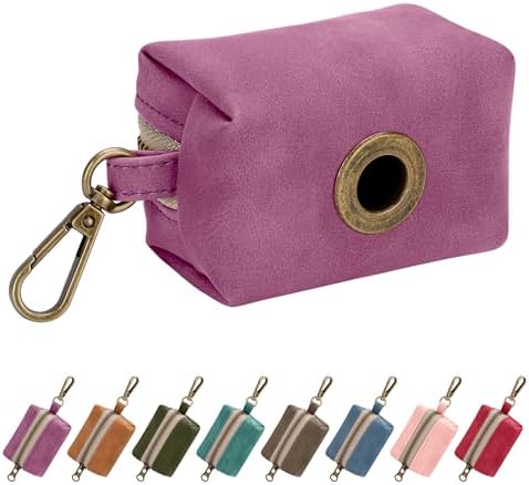 Didog Dog Poop Bag Holder for Leash, Stylish PU Leather, Purplw by Didog
