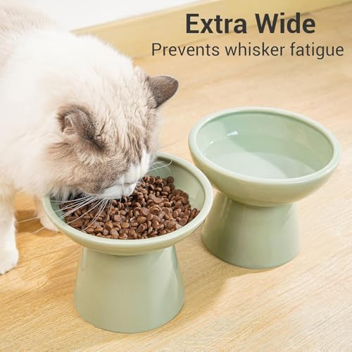 CEEFU 2-Pack Elevated Ceramic Cat Bowls Extra Wide for Food & Water - Image 5