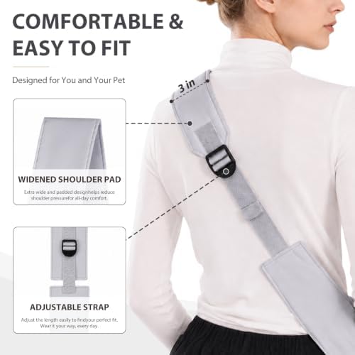 Dog Sling Carrier for Small Dogs & Cats Up to 15lbs, Hands Free Pet Carrier with Bottom Support and Large Pocket, Soft Breathable Mesh Cat Carrier Bag for Travel Hiking Walking (Grey) - Image 6
