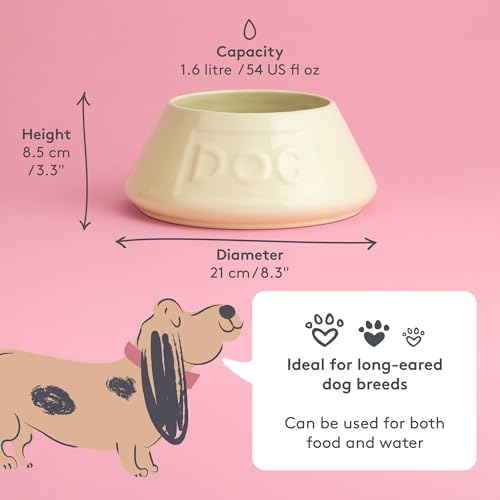 Mason Cash: Non-Tip Dog Bowl - Cream - 8.3", 54oz - Durable Ceramic Food & Water Angled Dish, Microwave-Dishwasher Safe, Pet Meal Feeding & Hydration - Image 5
