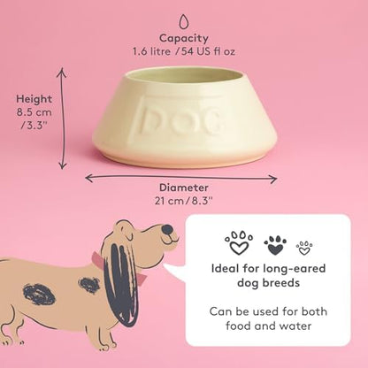 Mason Cash: Non-Tip Dog Bowl - Cream - 8.3", 54oz - Durable Ceramic Food & Water Angled Dish, Microwave-Dishwasher Safe, Pet Meal Feeding & Hydration - Image 5