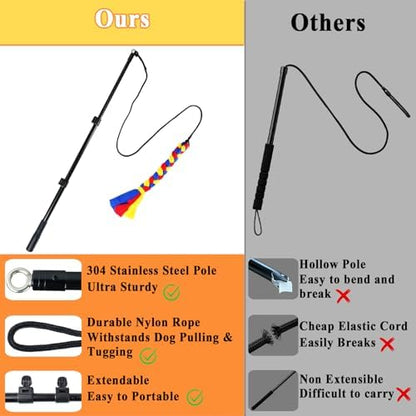 Flirt Pole for Dogs, Heavy Duty Dog Teaser Wand with 3 Replacement Rope - Image 3