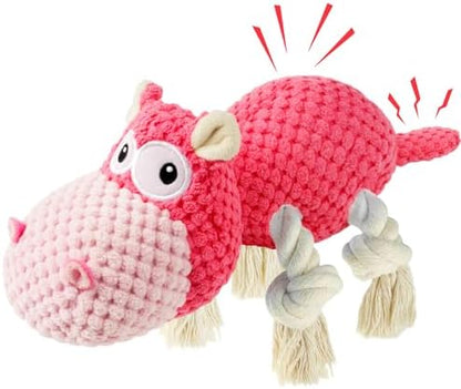 TOOPTATE Hippo Squeaky Dog Toy, Pink, Medium by TOOPTATE