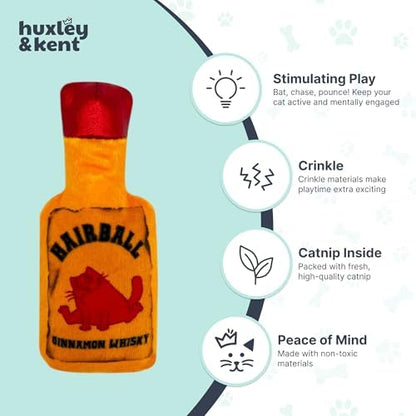 Huxley & Kent Plush Crinkle Catnip Cat Toy, Hairball Cinnamon Whisky - Image 4