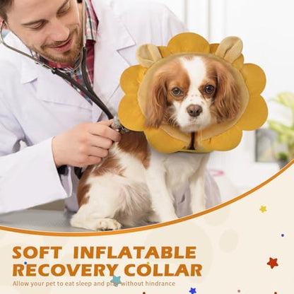 IEUUMLER Inflatable Recovery Dog Collar, Protective Donut Cone, Adjustable Soft Collar for Dog and Cat After Surgery Prevent from Biting & Scratching EU002 - Brown Lion M+ - Image 6