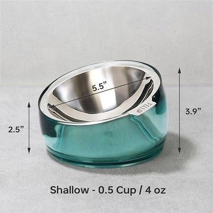 Felli Oblik Elevated Cat Bowl Removable Stainless Steel Wide Dish for Dry Wet Food Feeding & Dishwasher Clean, Slanted Whisker Fatigue Friendly Metal Plate (Classic, 0.5 Cups Shallow Dish) - Image 4
