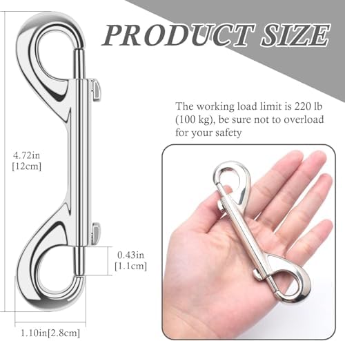 ERKOON 15 Pack Double Ended Bolt Snap Hooks Extra Large 4.7inch Zinc Alloy Mental Clips Heavy-Duty Trigger Snaps for Horse Tack Water Bucket Feed Bucket Dog Leash Horse Pet Sling, 220LBS Load Capacity - Image 7