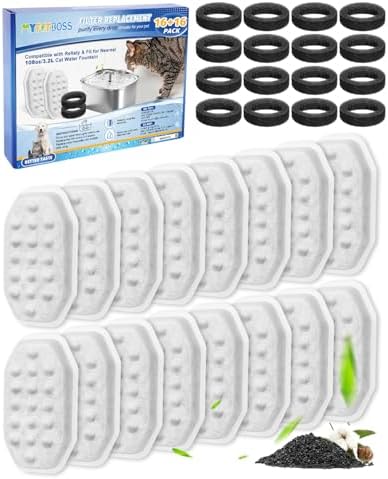 16+16 PACK Pet Water Fountain Filter Fit for Rellaty 108oz/3.2L by MyfatBOSS