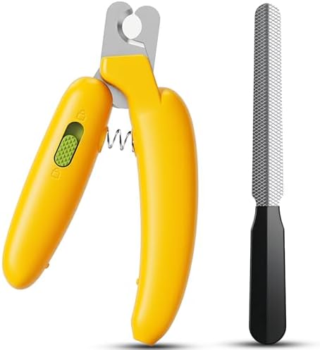 Dog Nail Clippers,Dog Nail Trimmers for Small Medium Dogs and Cats - Professional Grooming Tool with Safety Lock, Sharp Stainless Steel Blade Prevents Splitting，Includes Nail File (Yellow-mini) - Image 2