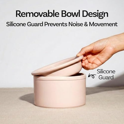 Hello Bowl Elevated Ceramic Cat Bowl with Stand, Raised Whisker-Friendly Feeding Bowl for Cats & Small Dogs, Patented Design, Made in Korea (3.9" H - White, Square/Dry) - Image 4