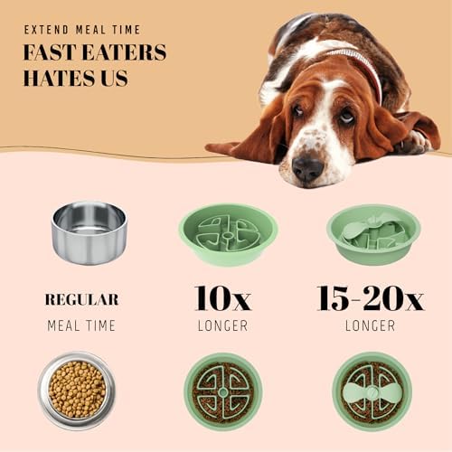 AVERYDAY Slow Feeder Dog Bowls for Large Breed, 2.5 Cups Deep Food Puzzle Bowl with Spinning Slow Feeder Insert, Non-Slip Bottom, Fits for Raised Stand, Hard Maze Design for Medium and Large Dogs - Image 5