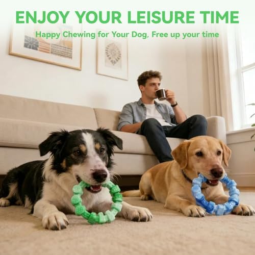 BoYoYo 2 Pack Dog Toys for Aggressive Chewers, Indestructible Dog Toys for Large Breed, Durable Chew Toy for Dogs to Keep Them Busy, Ring Toy for Trainging & Cleaning Teeth, Milk Flavored - Image 6