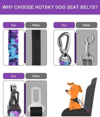 Hotsky Dog Seat Belt, Adjustable Safety Seatbelt 3-in-1 Car Harness for Dogs in Car Nylon Elastic Bungee Buffer Tether with Clip Hook Latch Buckle Swivel Zinc Alloy Carabiner(Purple Camo) - Image 5