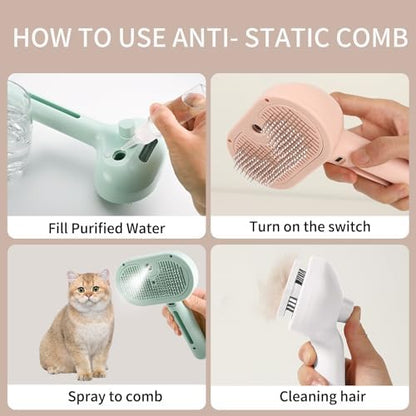ORIGENCE Cat Steam Brush 3-in-1 Pet Steam Brushes for Dogs and Cats - Self-Cleaning Grooming Brush with Steam Spray, Hair Removal Comb for Long Haired Cats and Dogs - Image 3