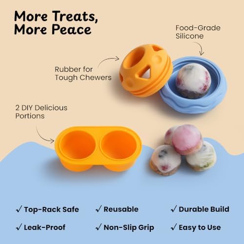 Nocciola Enrichment Dog Licking Toy Set, Frozen Treat Molds & Interactive Feeder for Large Dogs, Freezable Rubber Dog Lick Bowl Long-Lasting to Keep Them Busy, Engagement & Anxiety Relief - Image 6