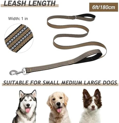 Hikiko 6FT Double Handle Traffic Dog Leash Reflective,Brown - Image 6