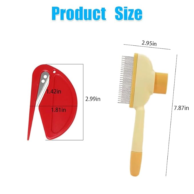 6 Pcs Pet Multifunctional Knotting and Pet Hair Removal Comb One-Click Self-Cleaning Grooming Brush for Dogs, Cats, Puppies, and Rabbits, Plastic Grooming Comb for Hair Shedding and Tangle Removal