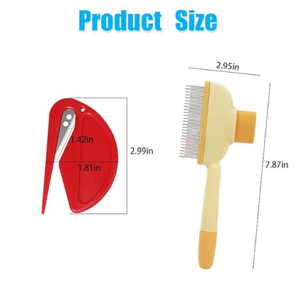 6 Pcs Pet Multifunctional Knotting and Pet Hair Removal Comb One-Click Self-Cleaning Grooming Brush for Dogs, Cats, Puppies, and Rabbits, Plastic Grooming Comb for Hair Shedding and Tangle Removal