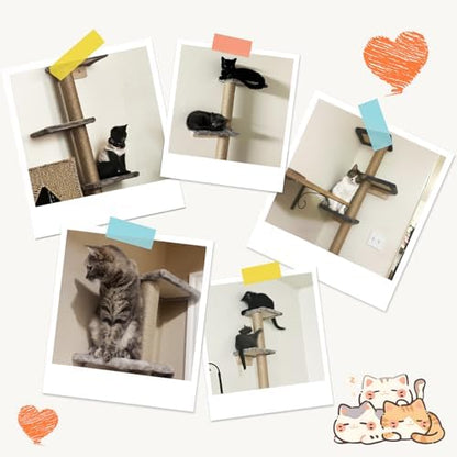 PAWSCRAT 5-Tier Wall-Mounted Cat Tree, 80-Inch Sisal Post, PureWhite - Image 6