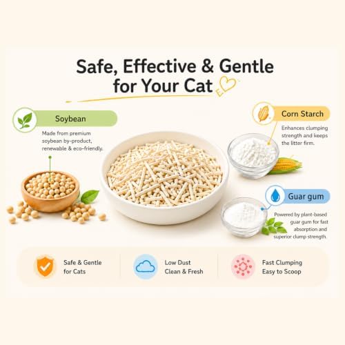 Korea Brand,Tofu Cat Litter 22.8(5.7lb x 4pack),Lightweight cat Litter clumping,Nature Plant-Based Pellets,Low-Dust Qucik Clumping Superior Odor Control,Non Toxic Low Tracking - Image 2