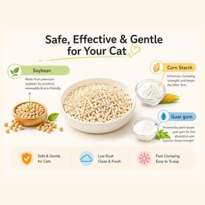 Korea Brand,Tofu Cat Litter 22.8(5.7lb x 4pack),Lightweight cat Litter clumping,Nature Plant-Based Pellets,Low-Dust Qucik Clumping Superior Odor Control,Non Toxic Low Tracking - Image 2