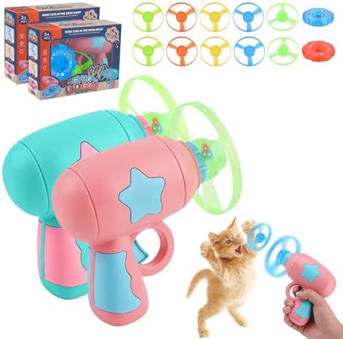 Cat Fetch Toy, 2026 Interactive Light-Up Flying Disc Launcher & Fetch Toy for Cats, Cat Toy Propeller Launcher for Training & Hunting (A+B) by Unknown