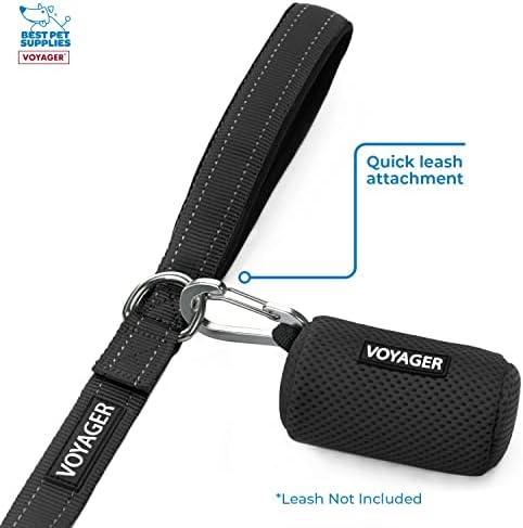 Best Pet Supplies Dog Poop Bag Holder Leash Attachment with Reusable Dispenser for Travel, Walking, Park, and Outdoor Use, Durable with Clip-On - Black, Mesh Dispenser w/15 Bags - Image 5