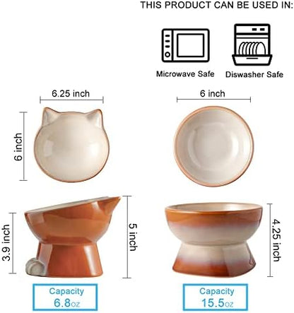 Nihow Elevated Cat Bowls,6 Inch Ceramic Raised Cat Food and Water Bowl Set - Image 2
