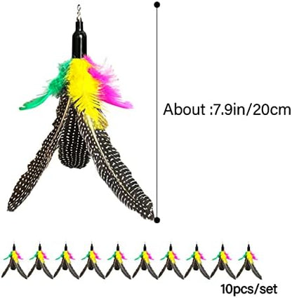 AcceLeah Cat Toy Replacement Feathers Cat Toy Wand Refills, Natural Bird Feathers Refill, Cat Feather Toy Replacement for Cat Wand (10Pcs (Taupe)) - Image 2
