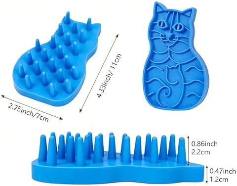 Pet Bath & Massage Brush,Pet Grooming Brush,Soft Rubber Scrubber for Brushing,Massaging,Bathing,Shampooing and Reducing Hairballs (Blue, Style 1) - Image 2