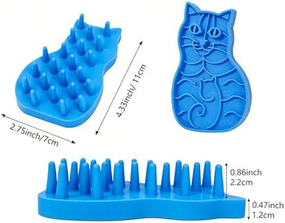 Pet Bath & Massage Brush,Pet Grooming Brush,Soft Rubber Scrubber for Brushing,Massaging,Bathing,Shampooing and Reducing Hairballs (Blue, Style 1) - Image 2
