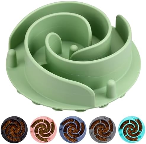 Slow Feeder Dog Bowls Insert, Bestalk Soft Silicone Slow Eating Feeder Insert with Suction Cups for Small, Medium and Large Dogs, Fit into Basic and Elevated Dog Bowls, Green by BESTALK